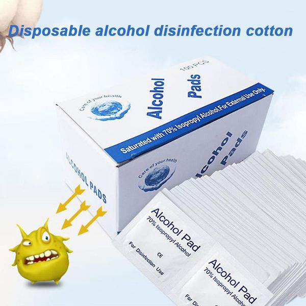

100pcs/lot 75% alcohol prep wipes pad wet wipe for jewelry mobile phone clean antiseptic skin cleaning care kill germs protect protective