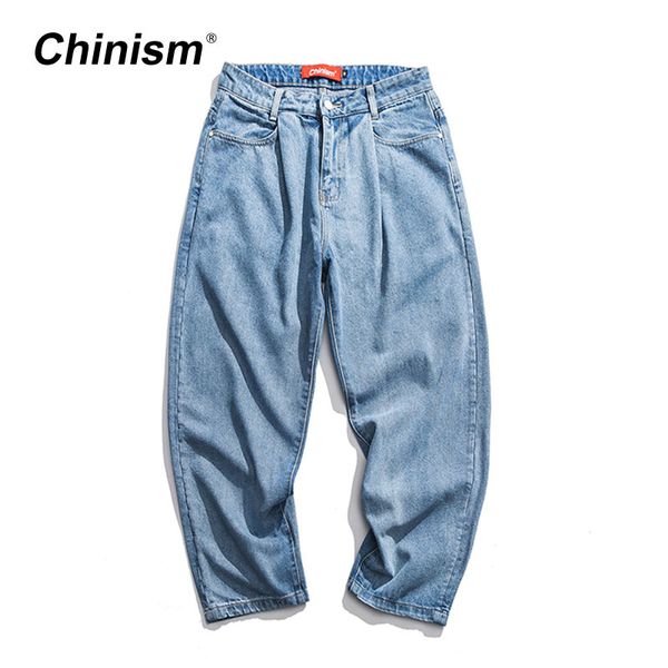 

chinism spring new mens basic blue/black jeans 2019 cotton denim jeans loose waist harem pants hip hop turnip trousers 2390