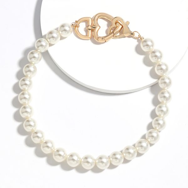 

find me imitation pearl necklace for women simple alloy heart clavicle necklaces summer fashion jewelry accessories, Silver