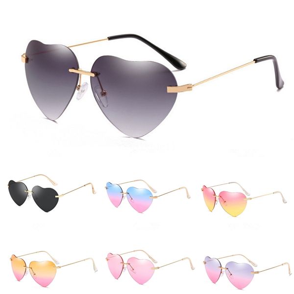 

2020 мода rimless heart-shaped sunglasee женщины новое прибытие формы сердца любовь очки женщины хорошее качество sunglass uv400 travel shop, White;black