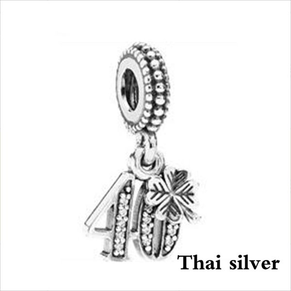 

2019 new thai silver retro 40 years of love dangle charm clear cz 791288cz limited edition brand gift & in stock gifts, Black