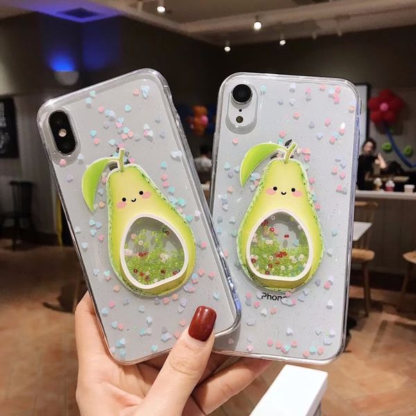 

Сияющий любовь Сердце блестки авокадо чехол для телефона iphone XS Max XR X 7 8 6 6S Plus блеск