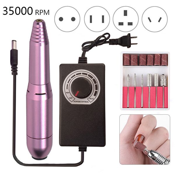 

35000 rpm strong nail drill machine electric nail drill file manicure pedicure gel milling cutters kit portable pen
