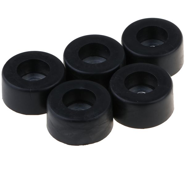 

5 pack round rubber cabinet amplifier speaker cd feet pad base 38x19mm black