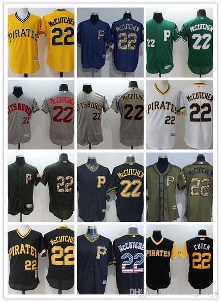 

custom men women youth pirates jersey #22 mccutchen black yellow grey white baseball jerseys, Blue;black
