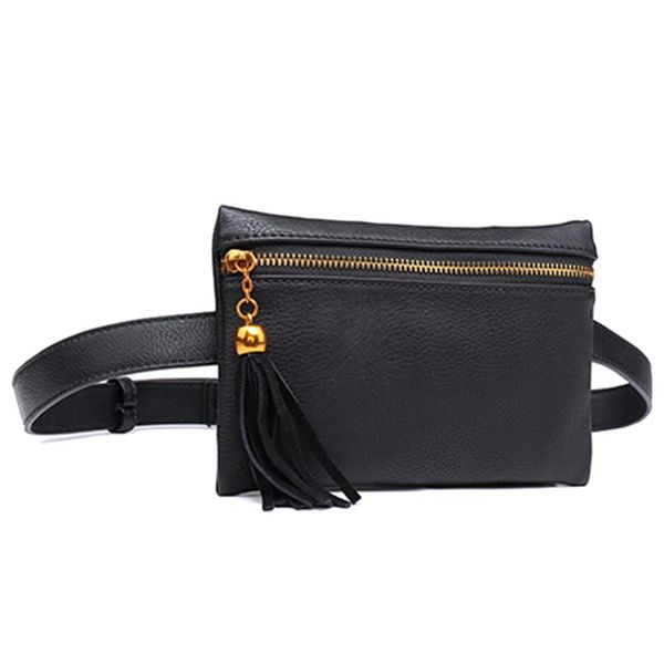 

fashion women security wallet faux leather tassel zipper fanny pack waist bag 2019 new fashion