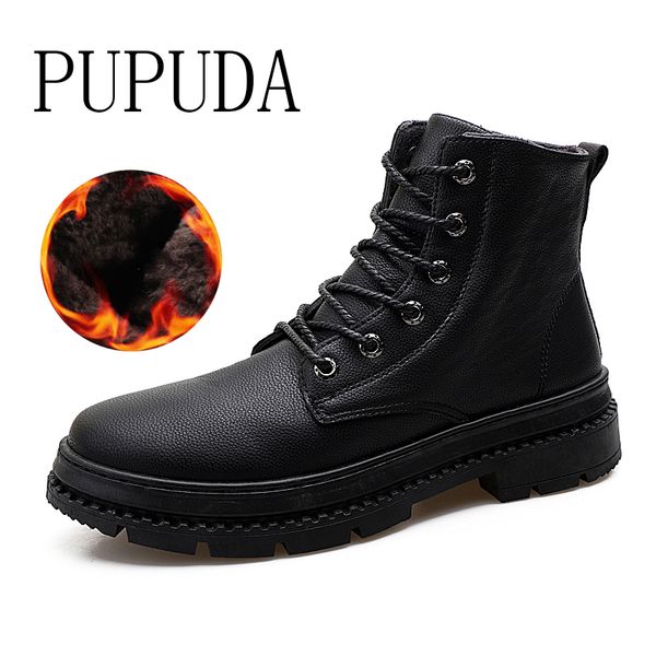 

pupuda martin boots autumn winter new men casual shoes classic outdoor cotton shoes keep warm non-slip fashion, Black