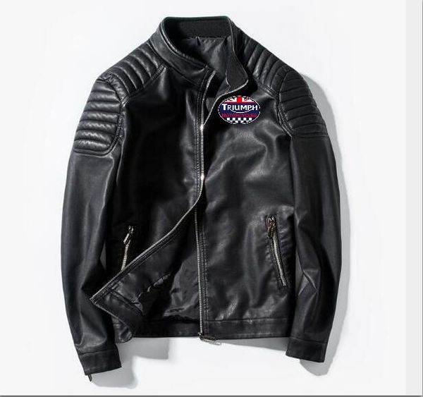 Triumph Motorcycles Leather Jacket Spring And Autumn Winter Slim Men S Sports Long Sleeved Sh Black