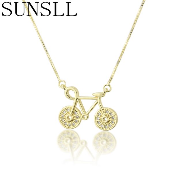 

pendant necklaces sunsll gold copper necklace cubic zirconia bicycle for women / children fashion mini jewelry gifts, Silver