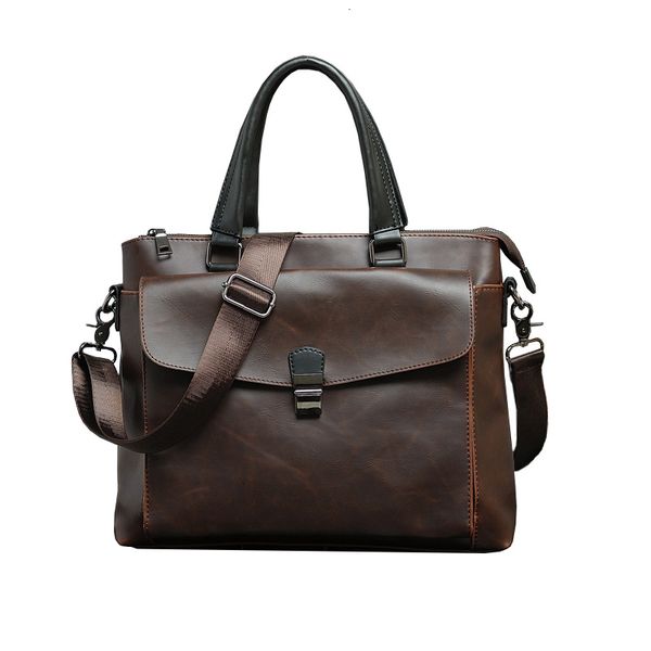 

designer men's briefcase crazy horse leather men lapoffice bag vintage shoulder crossbody bags business handbag 14 inch tote cj191201