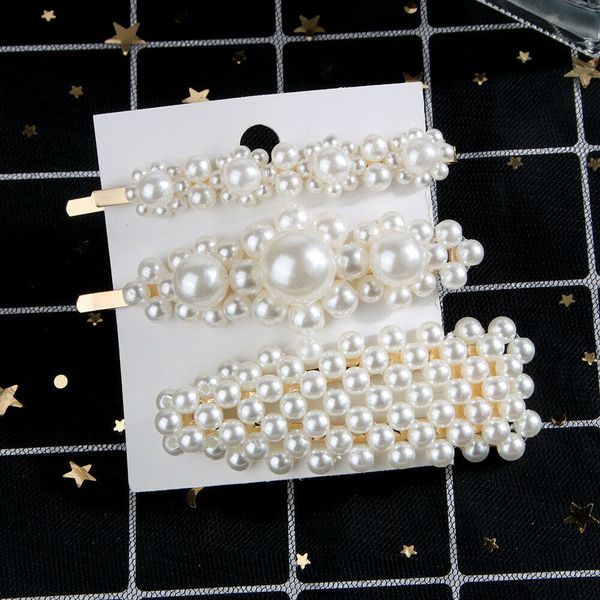 

women's girls pearl hair clip gold hairpin slide grips barrette hair accessories
