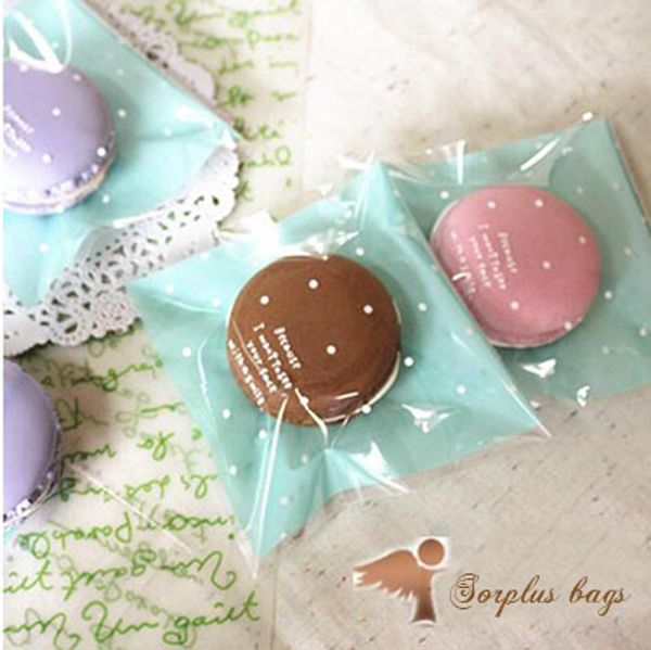 

100pcs 10*10+3 cm cute dots cookie packing bag,self-adhesive plastic bags,baking package bags,small jewelry packaging bags