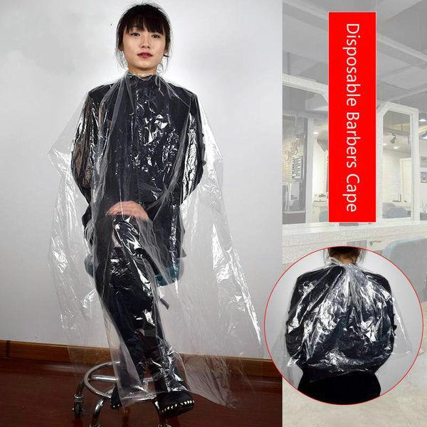 

univinlions 130150 disposable pe waterproof apron cut perm dye hair cape gown antistatic barber homewrap hairdressing cloth hairclippers2010