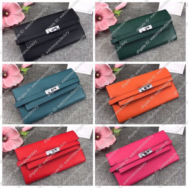 

luxury designer genuine leather long wallet 5a grade belts buckle lock continent full functional with card holder slots, Red;black