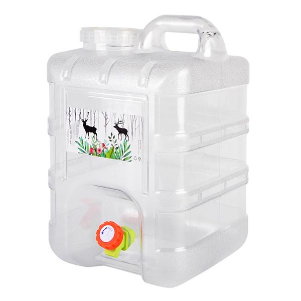 

15l portable plastic pure water bucket with lid faucet water container storage for self-driving tour camping