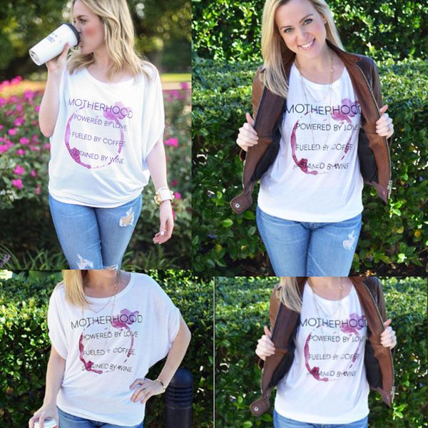 

women s-xl dolman boatneck half wide sleeve shirt batwing loose fit plus clothes casual letter print o neck cotton clothing, White
