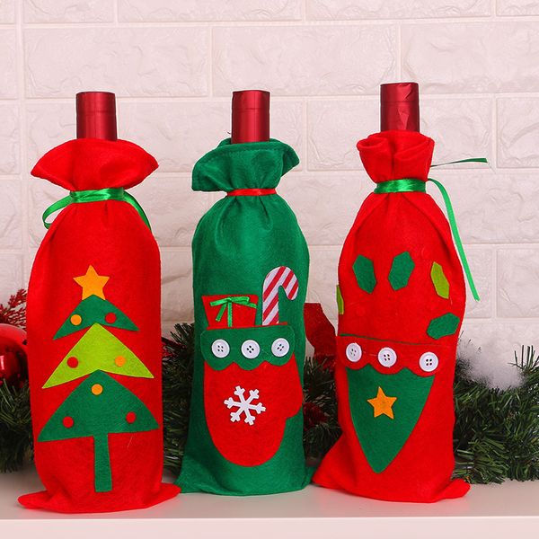 

santa claus snowman deer wine bottle cover christmas gift bags hold xmas dinner decor home table party decoration 62269