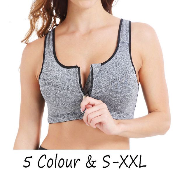 

women zipper push up sports bras vest underwear shockproof breathable gym fitness athletic running yoga bh sport, White;red