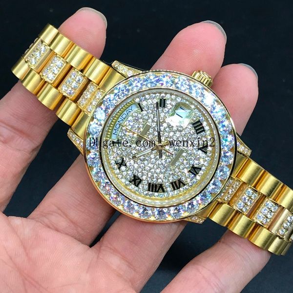 

15 color luxury watch full dial diamond 36mm 41mm man or woman good pre ident day date watch diamond bezel 2813 automatic