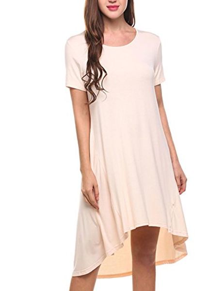 

zeagoo women's casual color block high low loose cotton tunic dress, Black;gray