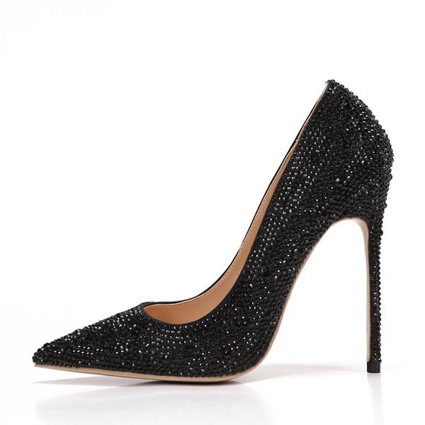 

casual designer lady fashion women pumps black strass crystal point toe high heels shoes pumps stiletto shoes 12cm 10cm 8cm party shoes