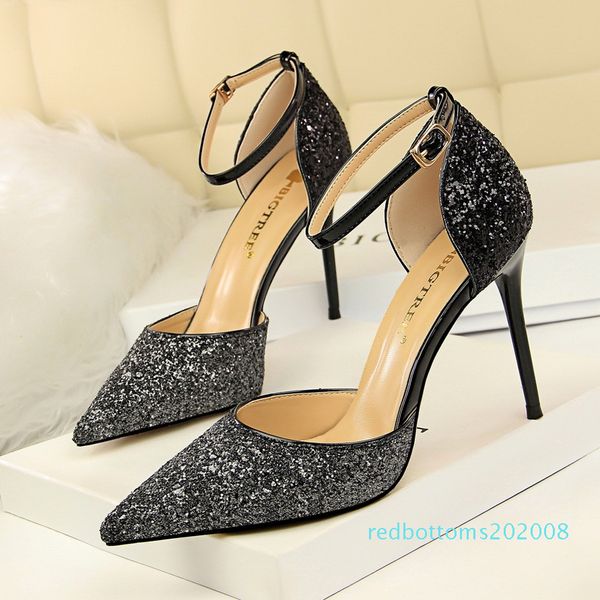 

mary jane shoes pointed toe high heels pumps women shoes stiletto party elegant for woman chaussure femme salto alto r08, Black