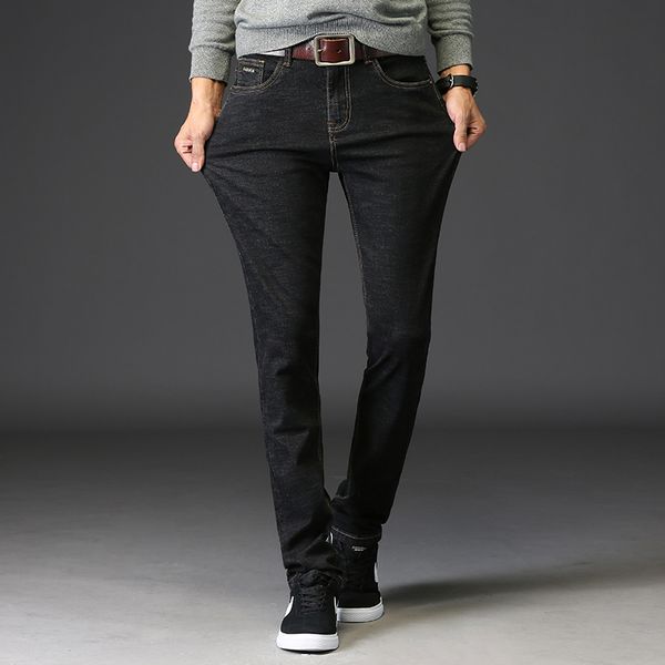 

2019 new arrival mens classic jeans cotton straight lightweight male long denim pants stretch business brand jeans for men, Blue