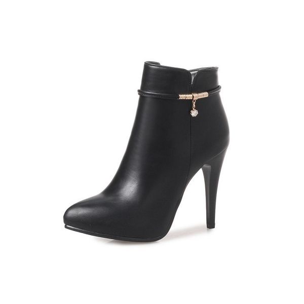 

women's shoes boots fine with high with short boots zipper woman boots small shoes, Black