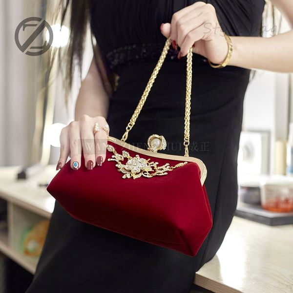 

hand-held women's bag 2019 new wedding bag fashion diamond dinner chain cheongsam handbag bride