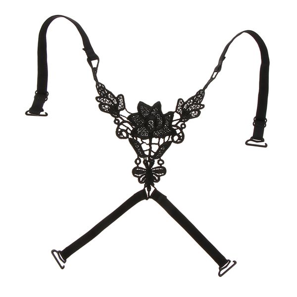 

adjustable cross lace flower butterfly bra back converter straps, Red;black
