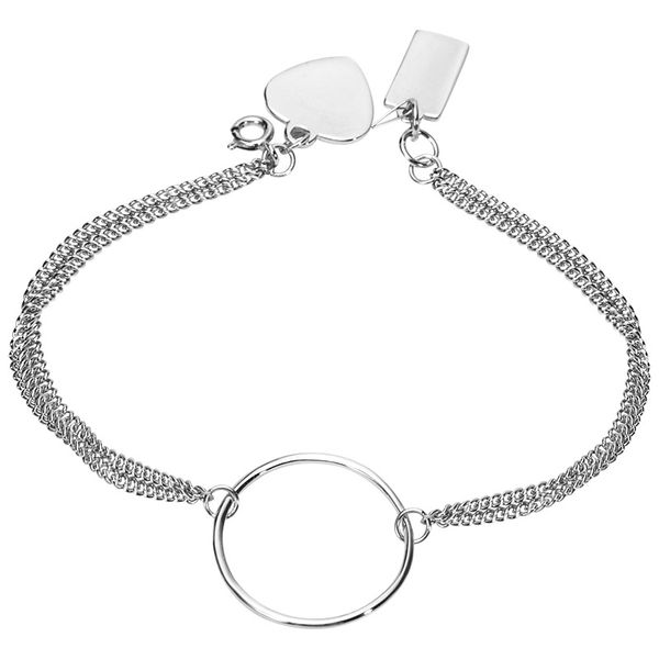 

new large circle s925 silver bracelet simple love female hand ornaments european and american wind chain hand ornaments sl14112-y, Black