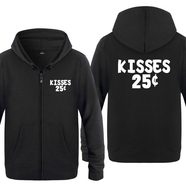 

kisses 25 cents cartoon funny sweatshirts men 2018 mens zipper hooded fleece hoodies cardigans, Black