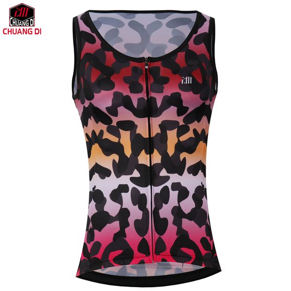 

zm chuangdi women's cycling clothing tight underwear sports vest bike bicycle running compress wear sleeveless sport clothing, Black