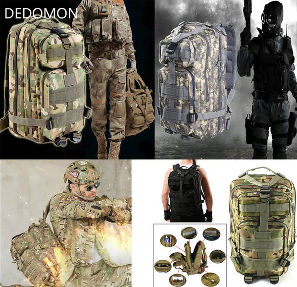 

2017 3p outdoor tactical backpack 30l molle bag army sport travel rucksack camping hiking trekking camouflage bag