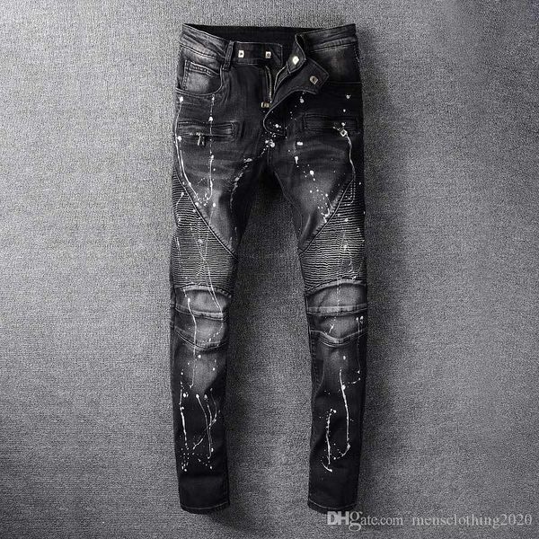 

2020 новый straight марка мужчины дизайнер разорванные джинсы брюки мода дизайн бренда джинсовой ткани брюки ретро sexy hole личность рваные, Blue