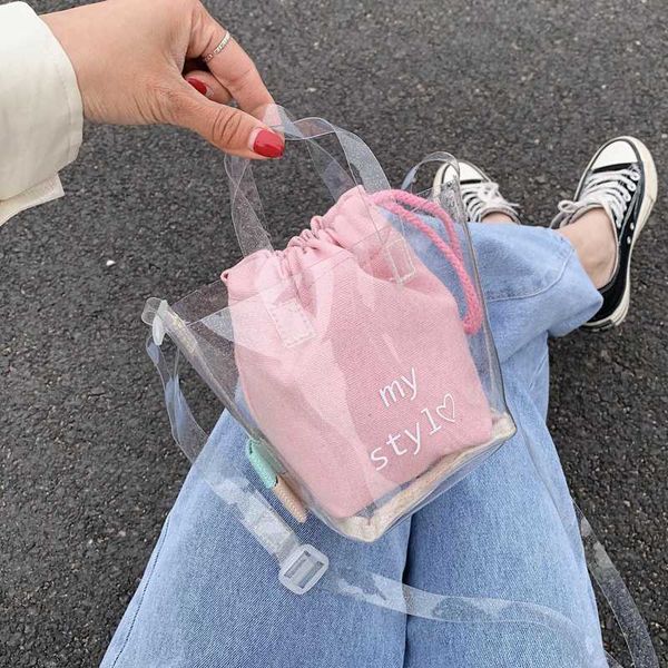 

new unique design fashion transparent bucket bag & elegant 2in1 shoulder bag crossbody width 12cm height 14cm thickness 8cm