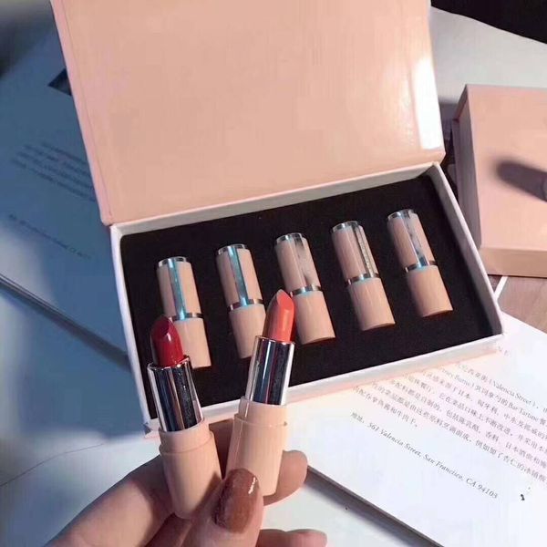 

new brand 5pcs makeup set mini size five pieces of lipstick colors pink tube j2100