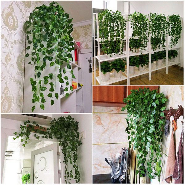 

1m long simulation rattan leaves plants green ivy leaf fake grape vine artificial flower string foliage home wedding decoration