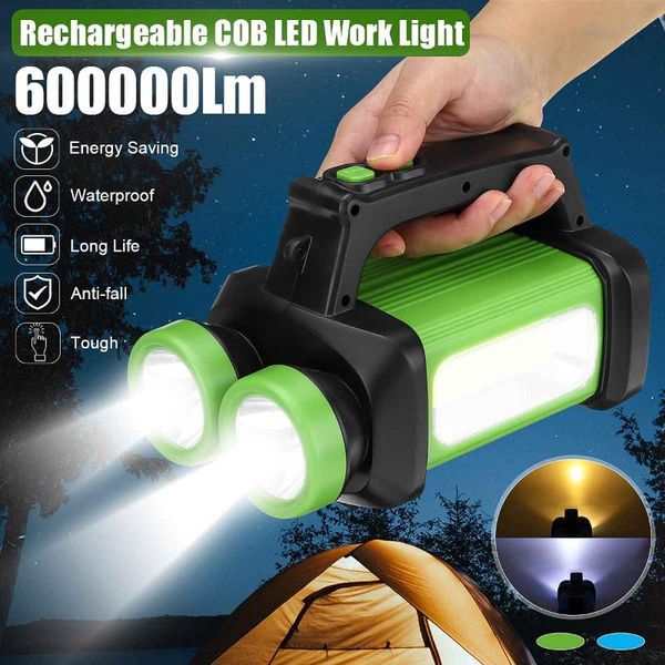 

600000lm portable spotlight super bright cob led floodlight usb charging solar powered spot work lamp outdoor camping