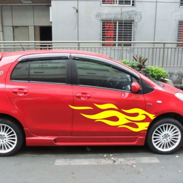 

car fire flames sports door decals for yaris auto vinyl side stickers
