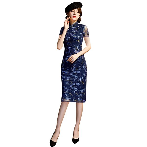 

темно-синее платье в китайском стиле vintage oriental ladies handmade button qipao classic stage show элегантная женская cheongsam s-xxl, Red