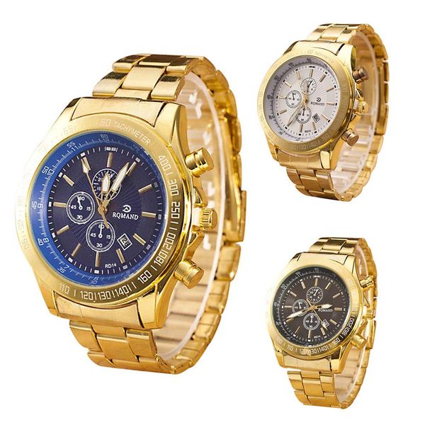 

2019 men waterproof stainless steel casual gold watch men's quartz clock male sports watches relogio masculino, Slivery;brown