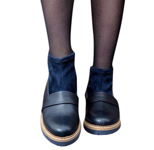 

sagace thick bottom chunky heel ankle boots shoes women ladies round toe ankle casual buckle strap short boots, Black
