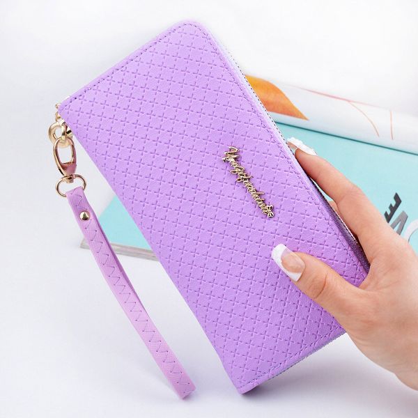 

women long black wallet ladies zip wrist bags classic card holder clutch female coin purses new soft leather women fashion purse, Red;black