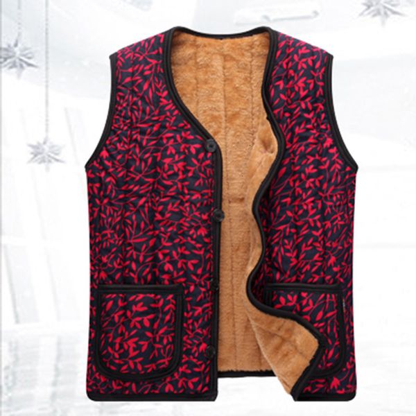 

plus size 2019 new herd and winter middle age age mothers fashion print jacket fat warm women short vest lu978, Black;white