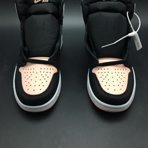 

air 1 high og crimson tint 555088-081 1s i black pink kicks men basketball sports shoes sneakers trainers with original box, Black;white
