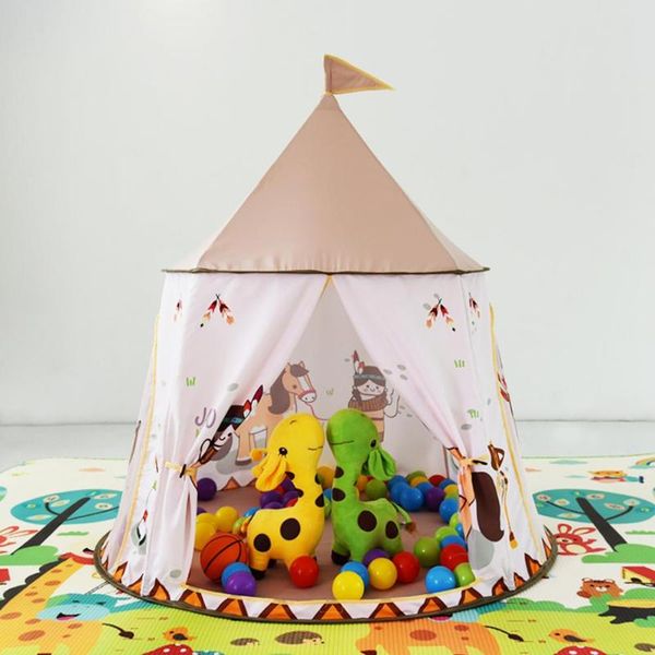 

kid tent house portable princess castle 123*116cm present hang flag children teepee tent play tent birthday christmas gift