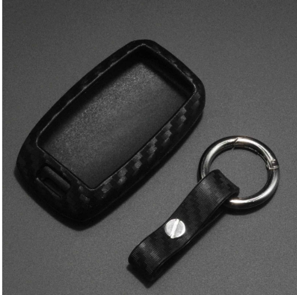 

jingyuqin carbon silicone car remote key case fob cover for kia sid rio soul sportage ceed sorento cerato k2 k4 k5 keychain