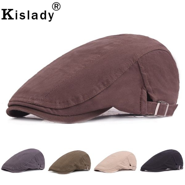 

kislady 2019 new spring vintage wild solid beret caps summer high fashion travel sun hat for women classic cozy cotton men hats, Blue;gray