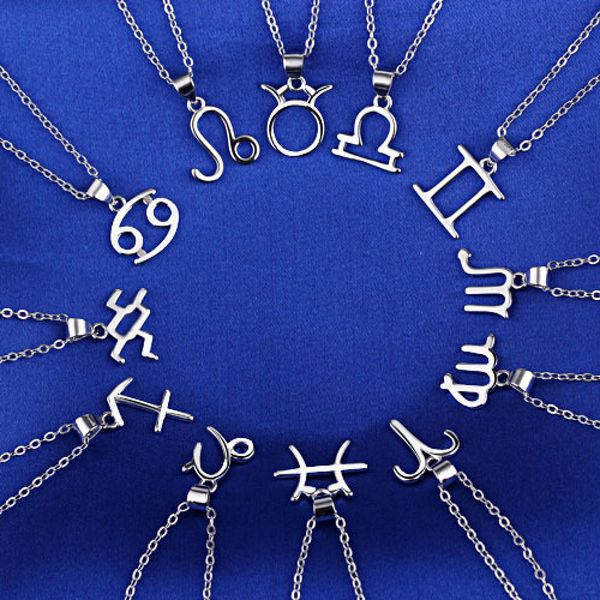 

women constellation pendant necklace aries taurus gemini cancer leo virgo libra sagittarius capricorn aquarius pisces scorpio, Silver